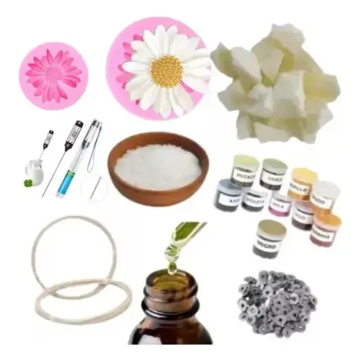 Kit Cera De Soja Para Hacer Velas + Molde Silicona Margarita