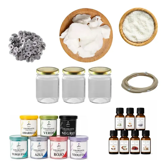 Kit Cera De Soja Para Hacer Velas X 15  Frascos+ Esencias.