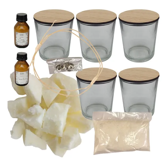 Kit Completo Velas De Soja + 5 Frascos Con Tapa