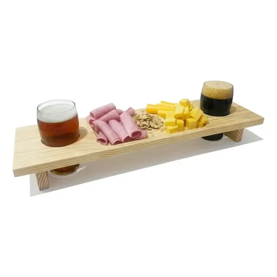 Kit De Picada Tabla Copetinera + 2 Pintas Vaso Cerveza Color Marrón