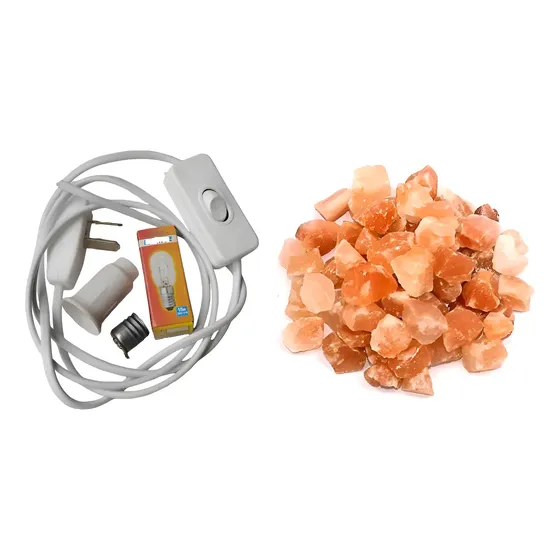 Kit Eléctrico +foco +1/2kg Piedra Himalaya P/ Lampara De Sal