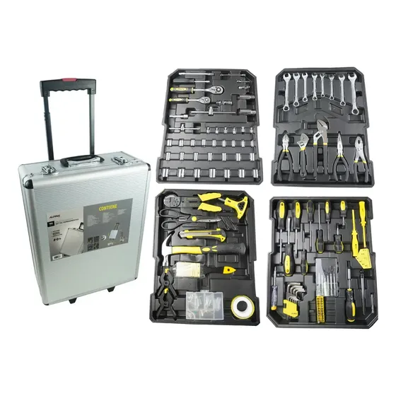 Kit Herramientas Alpina Valija Maletin Aluminio Carrito Color Gris 186pcs