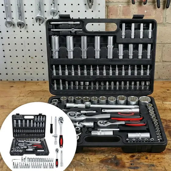 Kit Herramientas Netpur 108 Pzs Caja Transporte Compacta Negro