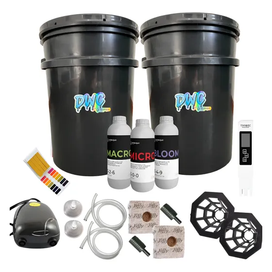 Kit Hidroponia Balde Dwc 10l X2 + Fertilizantes + Medicion