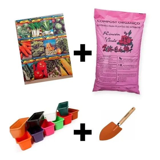 Kit Huerta Siembra Semillas Tierra Pala Maceta