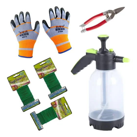 Kit Huerto Urbano Tijera Rociador Alambres Y Guantes