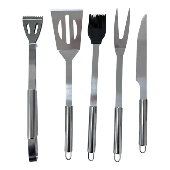 Kit Parrilla Completo Pinza Espatula Pincel Cuchillo