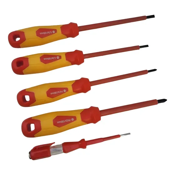 Kit Set Destornilladores Aislados X 5 Pcs + Tester Voltaje