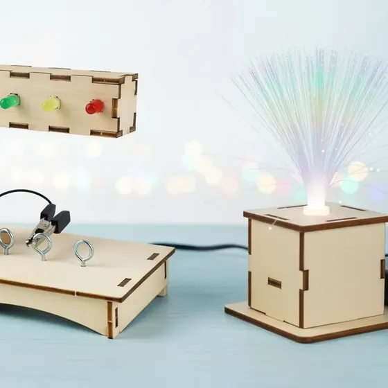 Kit Stem Toyz: Semáforo Electrónico Para Armar + Luz Fibra Óptica Ciencia Ensamble