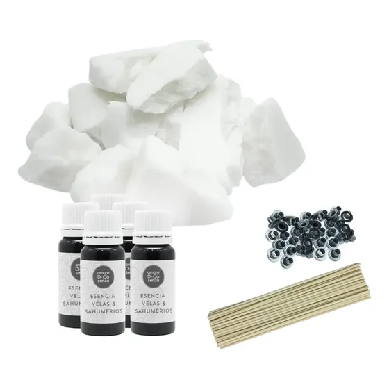 Kit Vela Soja 2kg Pabilo Ojalillo 5 Esencias Premium