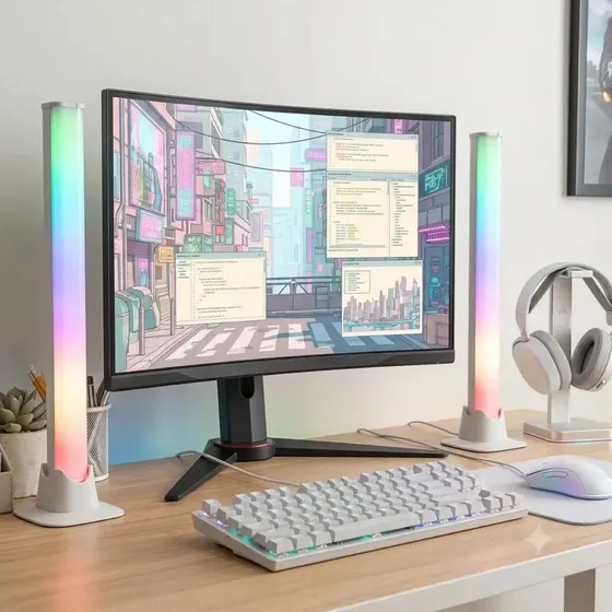 Lámpara Columna Led Rgb Escritorio Gadnic App  Audioritmica