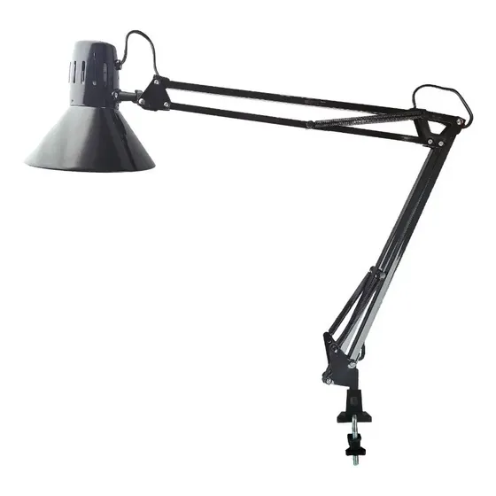 Lámpara de Escritorio Velador Articulada con Morsa para LED E27 Negra