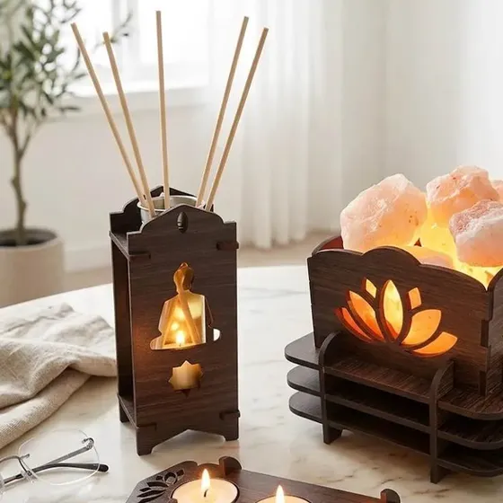 Lámpara De Sal + Difusor Aromas + Fanal Portavelas - Mahuala
