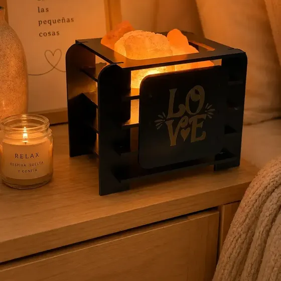 Lámpara De Sal Himalaya 500g Modelo Placas Diseños Negro Love