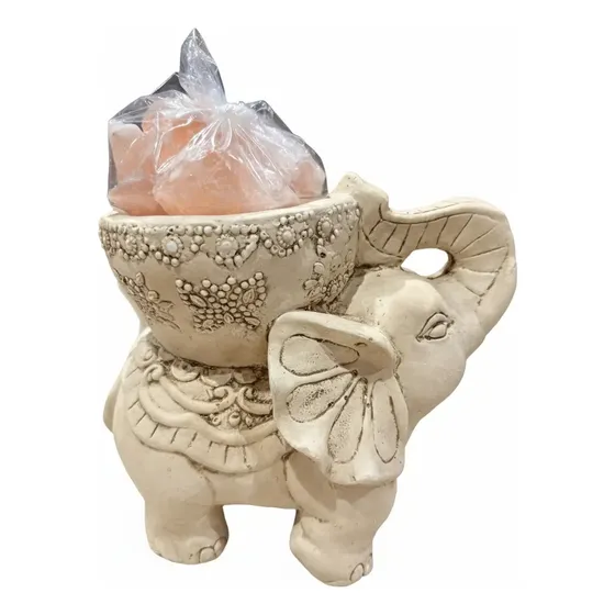 Lámpara De Sal Príncipe Elefante De Yeso 20 Cm Alto