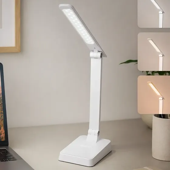 Lámpara Escritorio Led Velador Con Base Jazak / Luz Fría Cálida / Control Tactil / Para Mesa Oficina Estudio / Lectura / Base Ajustable / Pl