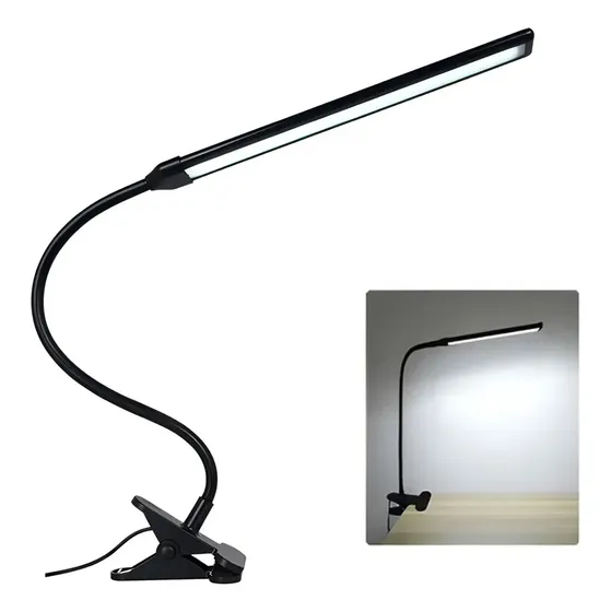 Lampara Led Flexible Usb Con Pinza Manicura Escritorio 10184 Estructura Negro