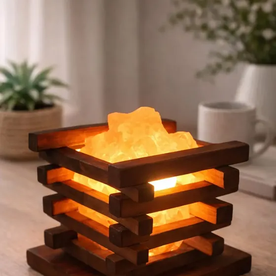 Lampara Sal Del Himalaya De Madera
