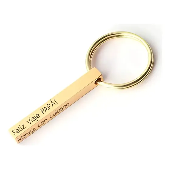 Llavero Barra Grabado Personalizado Nombres Fechas Frases Dorado