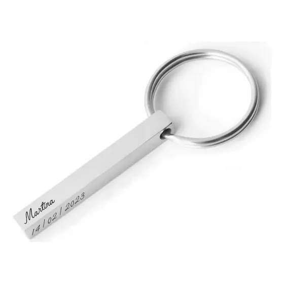 Llavero Barra Grabado Personalizado Nombres Fechas Frases Plateado