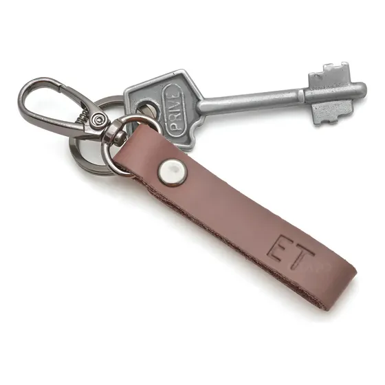 Llavero Cuero Grabado Personalizado Iniciales Marrón