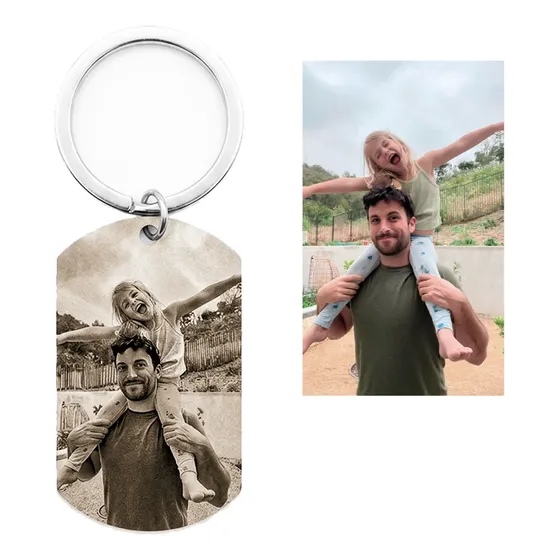 Llavero Foto Grabado Personalizado De Acero Quirúrgico