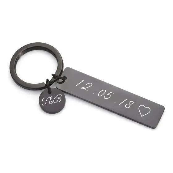 Llavero Grabado Personalizado Nombres Frases Fechas Logos Qr Negro