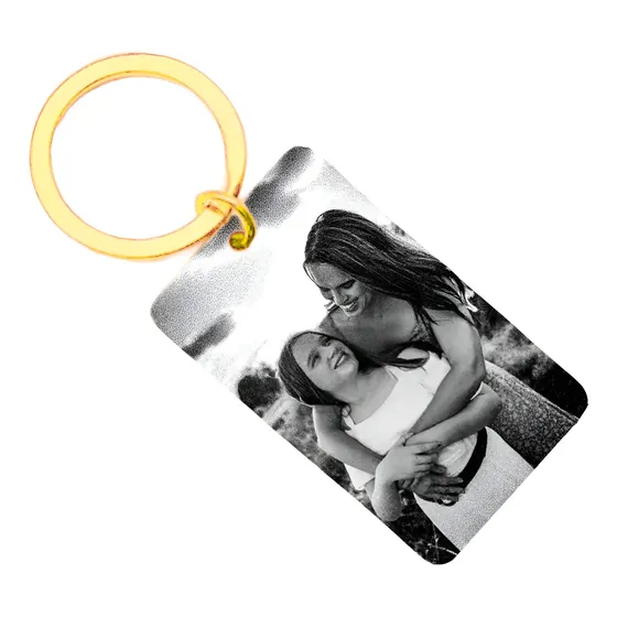 Llavero Personalizado Foto Grabado Acero Quirúrgico Rectángulo Dorado