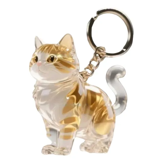 Llavero Souvenir Figura Gato Dorado