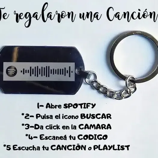 Llavero Spotify Qr Acero Quirurgico- Dedicatoria Incluida Plateado