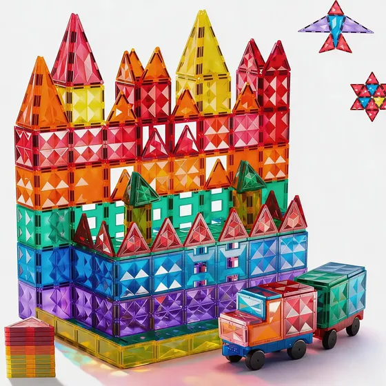 LURI Bloques Magnéticos Construcción Infantil 100 Piezas Caja Juego Didáctico Educativo Imanes 3d Piezas Colores Figuras Armables Creativida