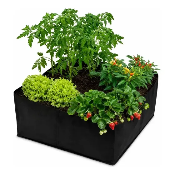 Maceta Huerta Urbana Tela Geotextil 50x50x25 Ecologica Autopodante Cultivo Grow Indoor Jardin Balcon Terraza Reforzada Plantas Drenaje