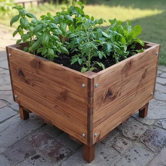 Macetero Huerta De Eucalipto 70l Para Jardín Y Terraza