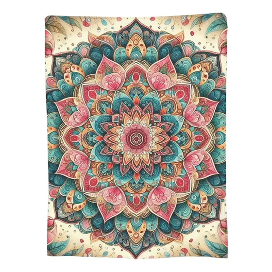 Manta Con Diseño De Mandala Yoga, Flores, Bohemia, Meditació