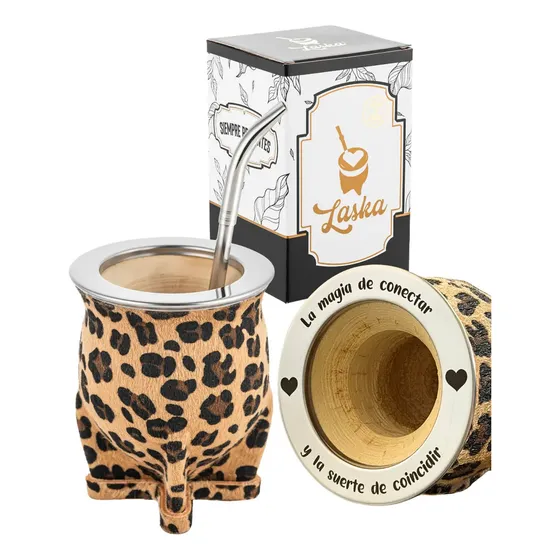 Mate Camionero Personalizado Premium Animal Print Y Bombilla Animal Print Camionero