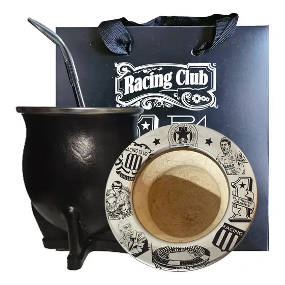 Mate Camionero Racing Club Con Bombilla Y Caja Grabada