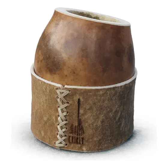 Mate Coquito De Calabaza Pulida Premium + Base De Cuero