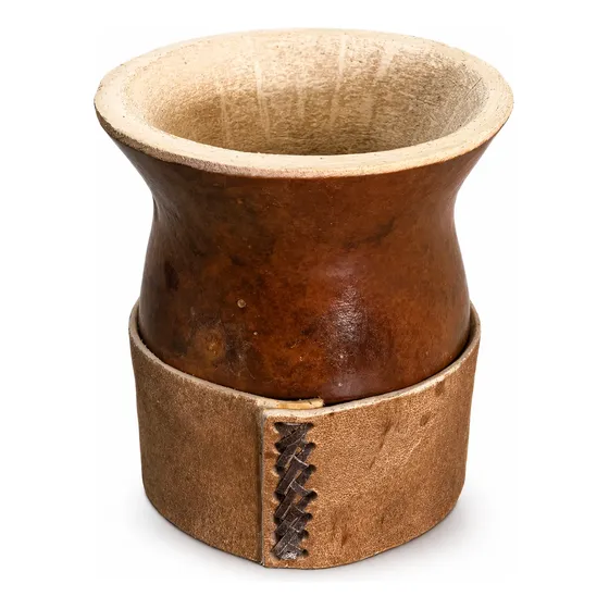 Mate Criollo Camionero Calabaza Con Base De Cuero Criollo