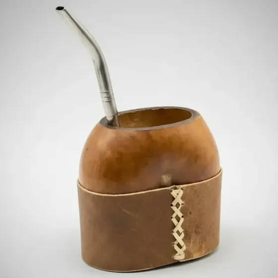 Mate Criollo Galleta Calabaza Gaucha + Base Cuero Crudo