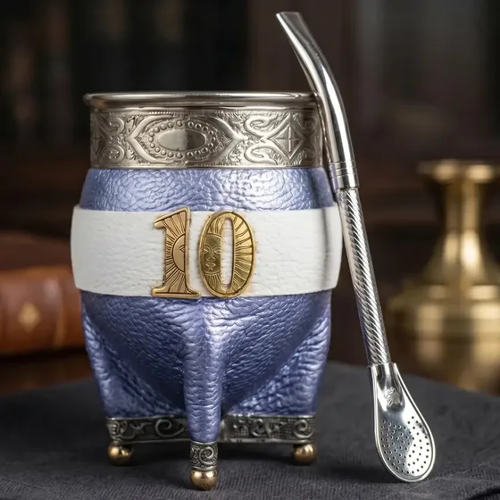 Mate Imperial Argentina Premium Cuero Alpaca Bronce Calabaza