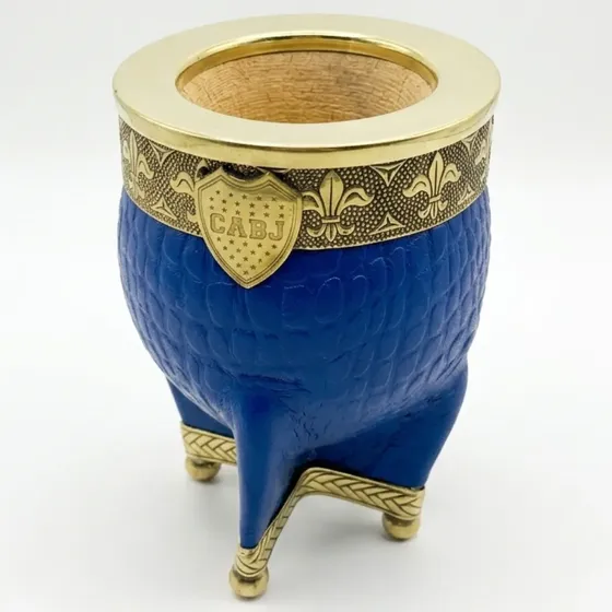 Mate Imperial Premium Bronce Y Alpaca Boca Juniors Azul