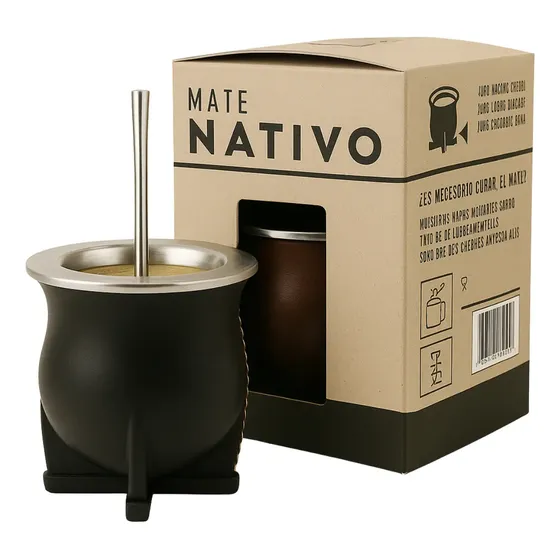 Mate Termico Camionero Virola De Acero  Pvc Estilo Uruguayo
