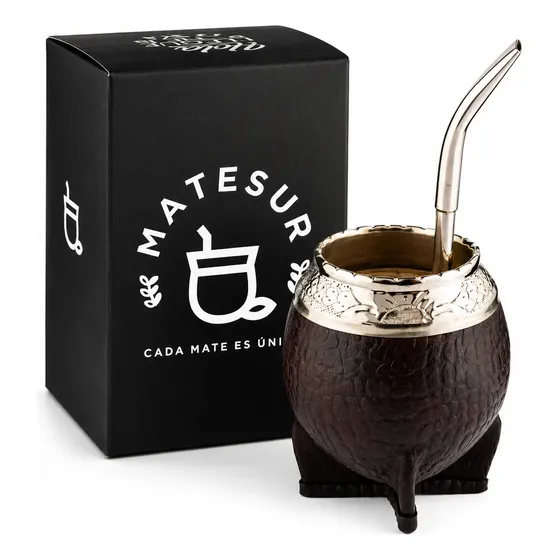 Mate Torpedo Cuero Croco  Alpaca Cincelado + Bombilla Loro
