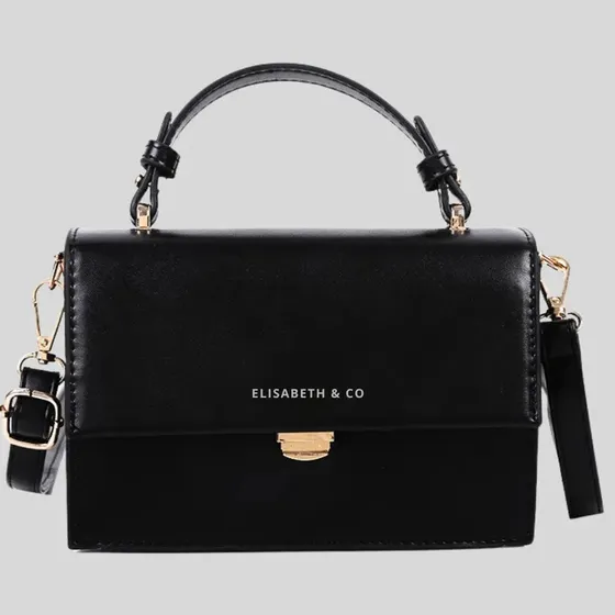 Mini Cartera Elisabeth&Co Charles Negra de Cuero PU con Correa Ajustable