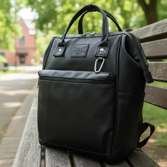Mochila Cartera Everlast Eco Cuero Original Espalda Mujer Anti Robo Negro 22741 Liso