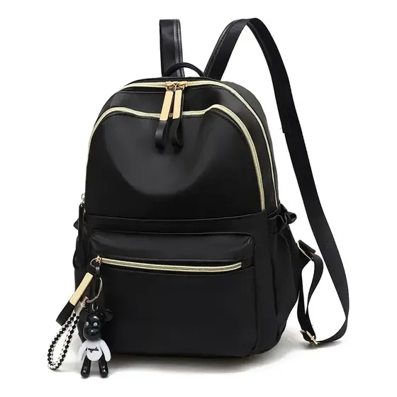 Mochila Impermeable Oxford Mujer Mediana Llavero Negro