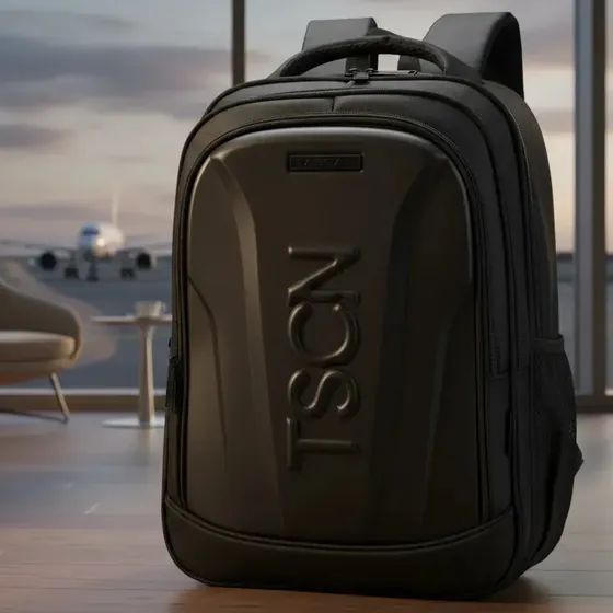 Mochila Tascani Negra Hombre Empresarial Viral De Viaje Negro Liso