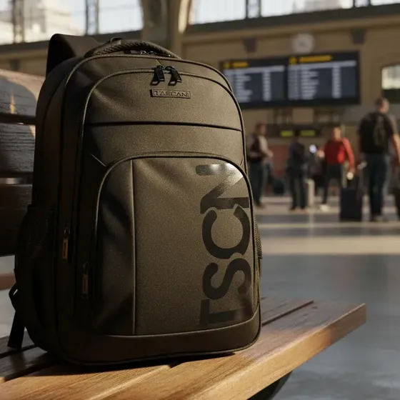 Mochila Urbana Tascani Reforzada De Viaje Hombre Mujer Viaje Negro Liso