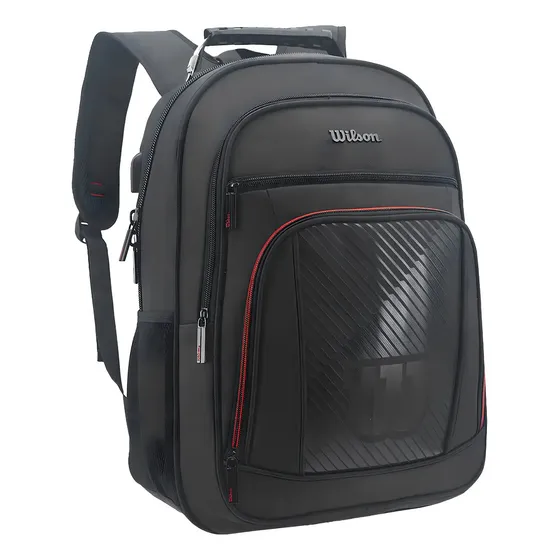 Mochila Wilson Porta Notebook Con Puerto Usb Reforzada Para Oficina Trabajo De Viaje Unisex Color Negro 65.11114BL