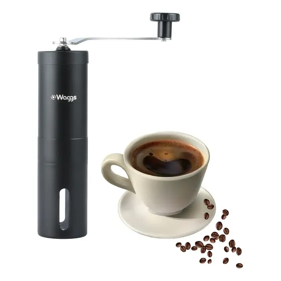 Molinillo Cafe Manual Muela Cerámica Acero Inoxidable Waggs Negro